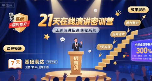 21天演讲密训营 打造王牌招商口才大师-九零创业网