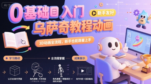 零基础入门乌萨奇3D动画教程 新手全流程上手指南-九零创业网