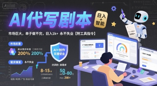 AI剧本代写 日赚千金 市场无限 稳赚不赔
