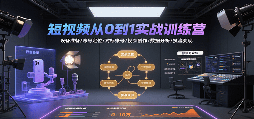 短视频实战训练营 从零基础到变现全攻略-九零创业网
