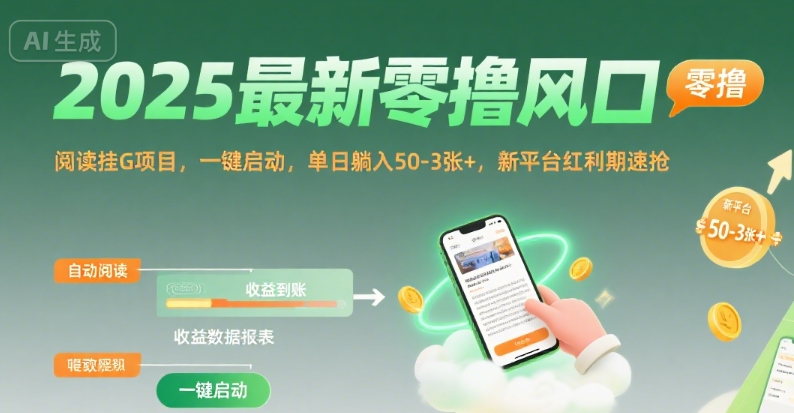 2025零撸风口新项目 挂G躺赚 速抢红利期
