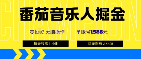 番茄音乐人躺赚攻略 单号月入过千 矩阵操作无上限