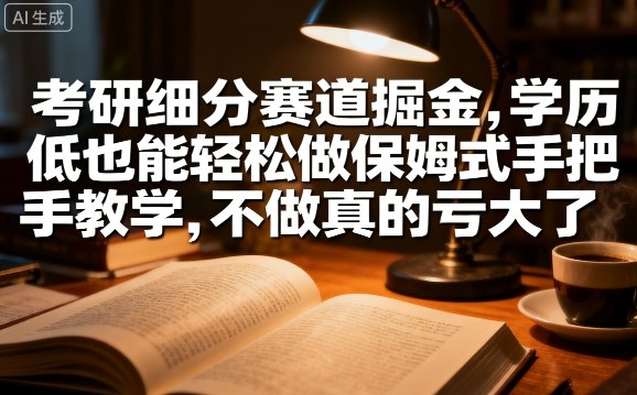 考研赛道保姆式教学 学历不限日入过千 错过悔不当初-九零创业网