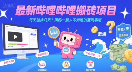 揭秘B站 搬砖 新商机 日赚百元 蓝海赛道等你探索-九零创业网