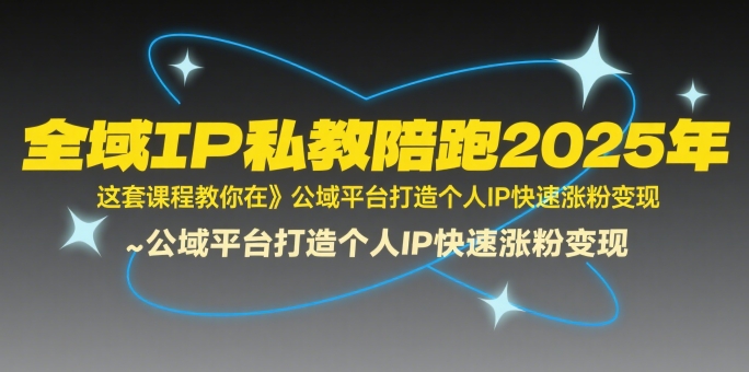 2025年全域IP私教陪跑 公域涨粉变现秘籍速成-九零创业网