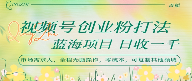 视频号创业新法 日赚千元蓝海秘籍 无脑复制赚翻天-九零创业网