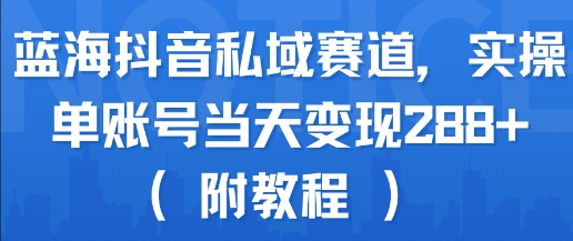 蓝海抖音私域 单账号日变现288+实操攻略