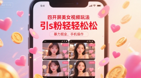 四开屏美女视频新玩法 S粉轻松掘金 手机一触即达-九零创业网