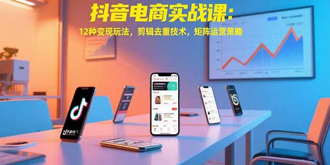 抖音电商实战课 12变现秘籍 剪辑去重 矩阵运营攻略-九零创业网