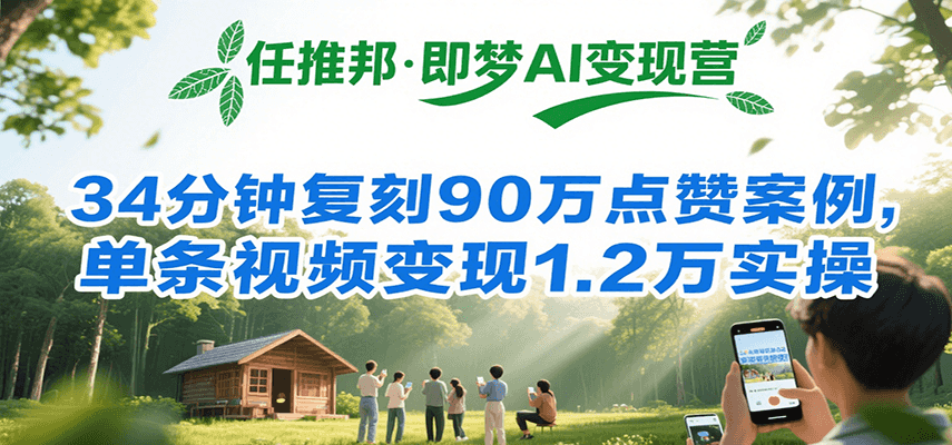 34分钟复制90万赞案例 视频变现1.2万 任推邦AI变现营实操揭秘-九零创业网