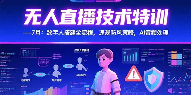 数字人搭建全流程特训 AI音频处理与违规防风策略解析-九零创业网