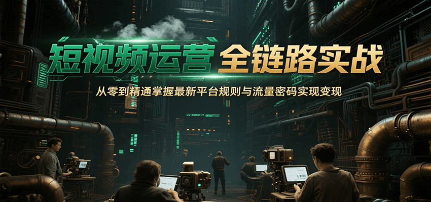 短视频运营全链路精通 平台规则+流量密码 变现无忧-九零创业网