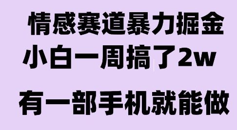 一周轻松赚2W 小白也能玩转情感暴力掘金-九零创业网