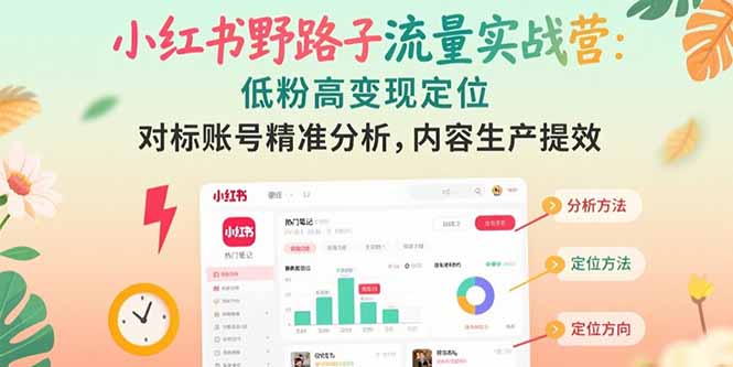 小红书实战营 低粉高变现 精准对标 内容高效打造-九零创业网