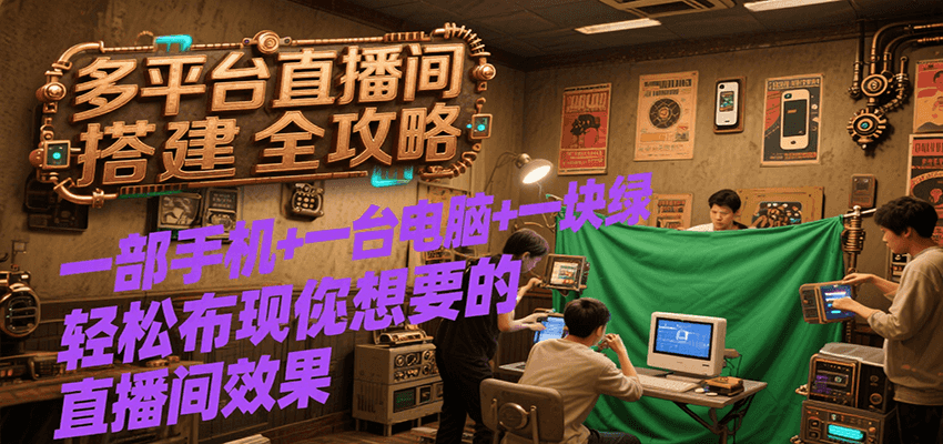 一机一电脑一绿布 轻松搭建多平台直播间