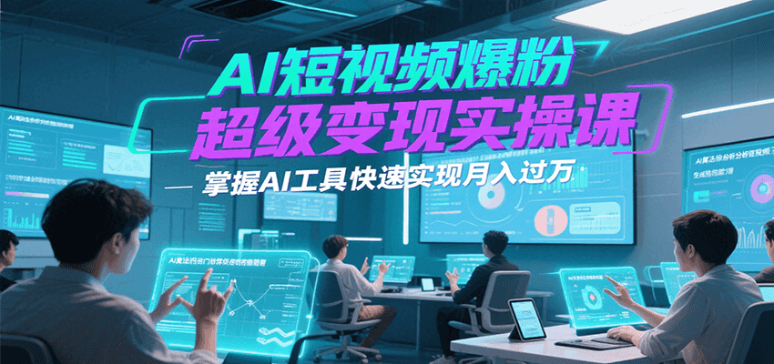AI短视频爆粉实操课 月入过万轻松学-九零创业网