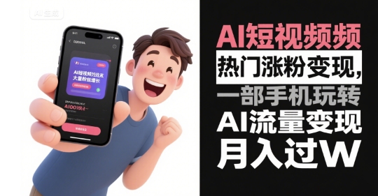 手机一拍 AI助力月入过W 短视频涨粉变现新攻略-九零创业网