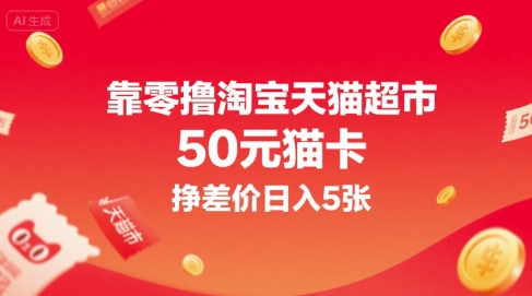 淘宝天猫超市50元猫卡零成本 日赚5张轻松翻倍-九零创业网