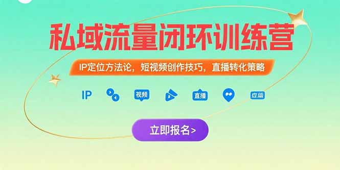 私域流量闭环营 IP定位 短视频术 直播转化秘籍