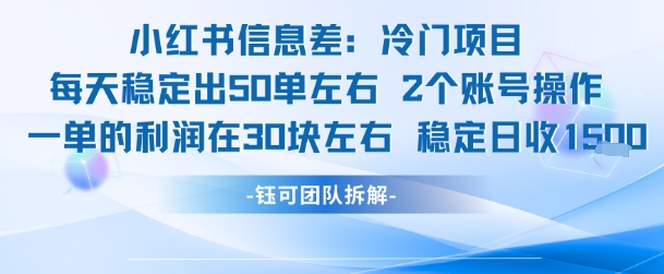 小红书冷门项目 一单30元 双账号日入1500-九零创业网