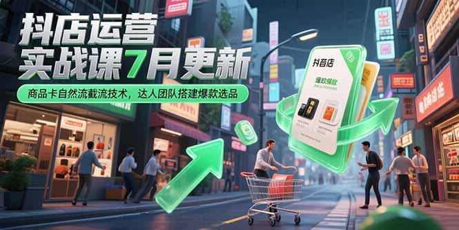 7月抖店实战课 商品卡截流秘籍 达人团队爆款选品攻略