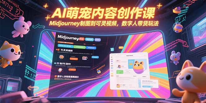 AI萌宠创作课 Midjourney制图 可灵视频 数字人带货新风尚-九零创业网