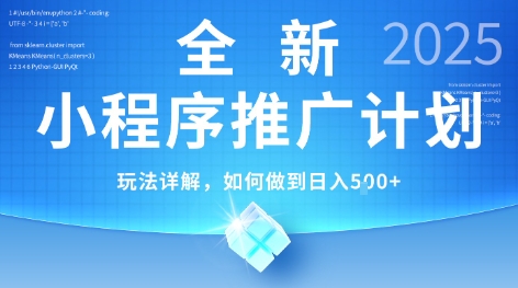 2025独家小程序推广秘籍 日增5+ 轻松操作-九零创业网
