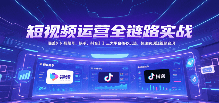 短视频全链路实战 三平台变现攻略速成-九零创业网