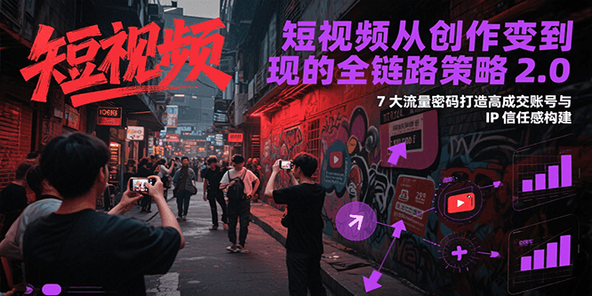 短视频全链路策略2.0 7大流量密码 打造高成交IP信任账号