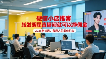 2025年 微信小店推客 明星直播间佣金 普通人新商机-九零创业网