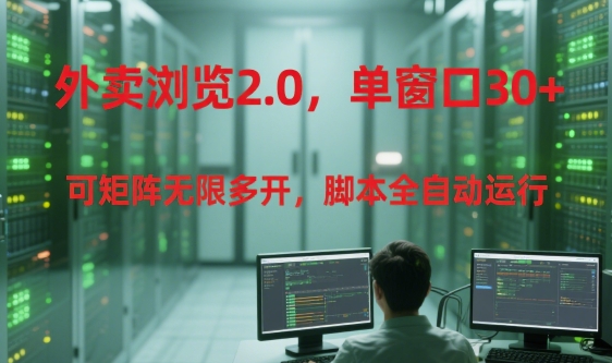 外卖浏览2.0脚本 单窗口多开 全自动运行揭秘-九零创业网