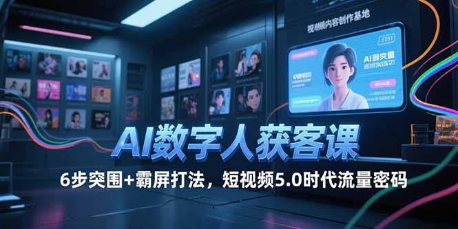 AI数字人短视频霸屏术 6步流量密码 短视频5.0时代获客新攻略-九零创业网