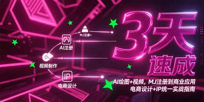 3天速成AI绘图+视频 MJ注册商业应用 电商设计IP实战攻略-九零创业网