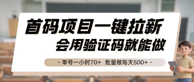 首码项目轻松拉新 验证码一键操作 日赚百元不是梦