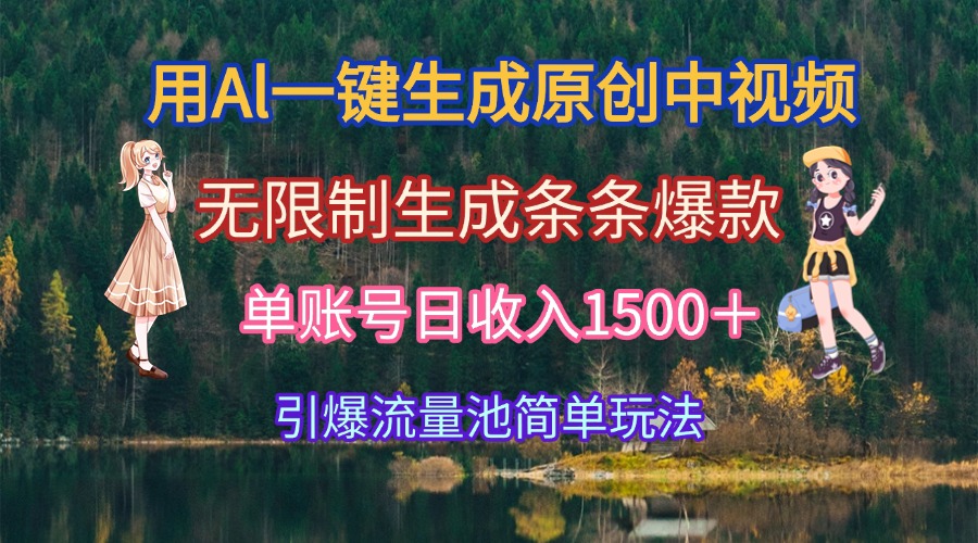 Al一键爆火中视频 日赚1500+ 无上限爆款生成