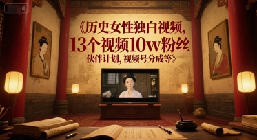 历史女性独白爆红10万粉 伙伴计划助力视频号分成