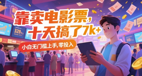 十天电影票赚7000+ 小白零投入轻松上手-九零创业网