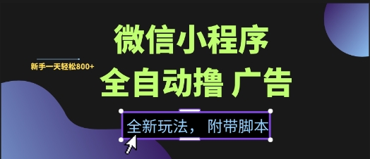 微信小程序广告自动抓取 流量无忧 新手日赚8图揭秘