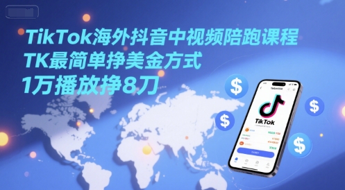 TikTok视频陪跑 轻松月入800刀 1万播放赚8刀-九零创业网