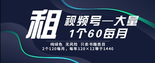 月租视频号 绿色无风险 60元起 揭秘优惠方案-九零创业网