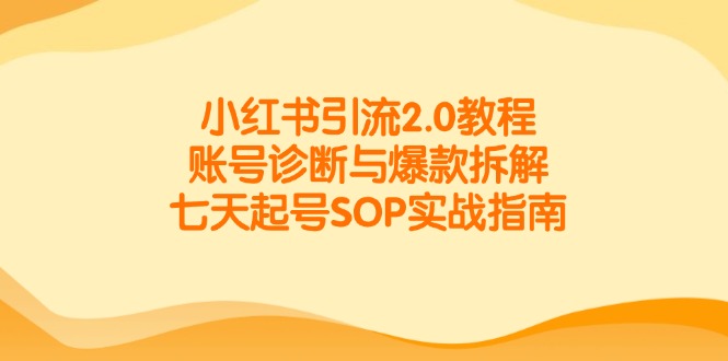 小红书引流2.0 账号诊断+爆款拆解 7天打造爆款账号攻略-九零创业网