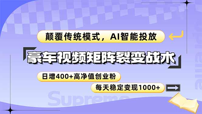 AI赋能豪车矩阵裂变 颠覆传统 日增高净值创业客400+-九零创业网