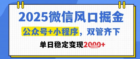2025微信掘金攻略 公众号+小程序 日入千金秘诀-九零创业网