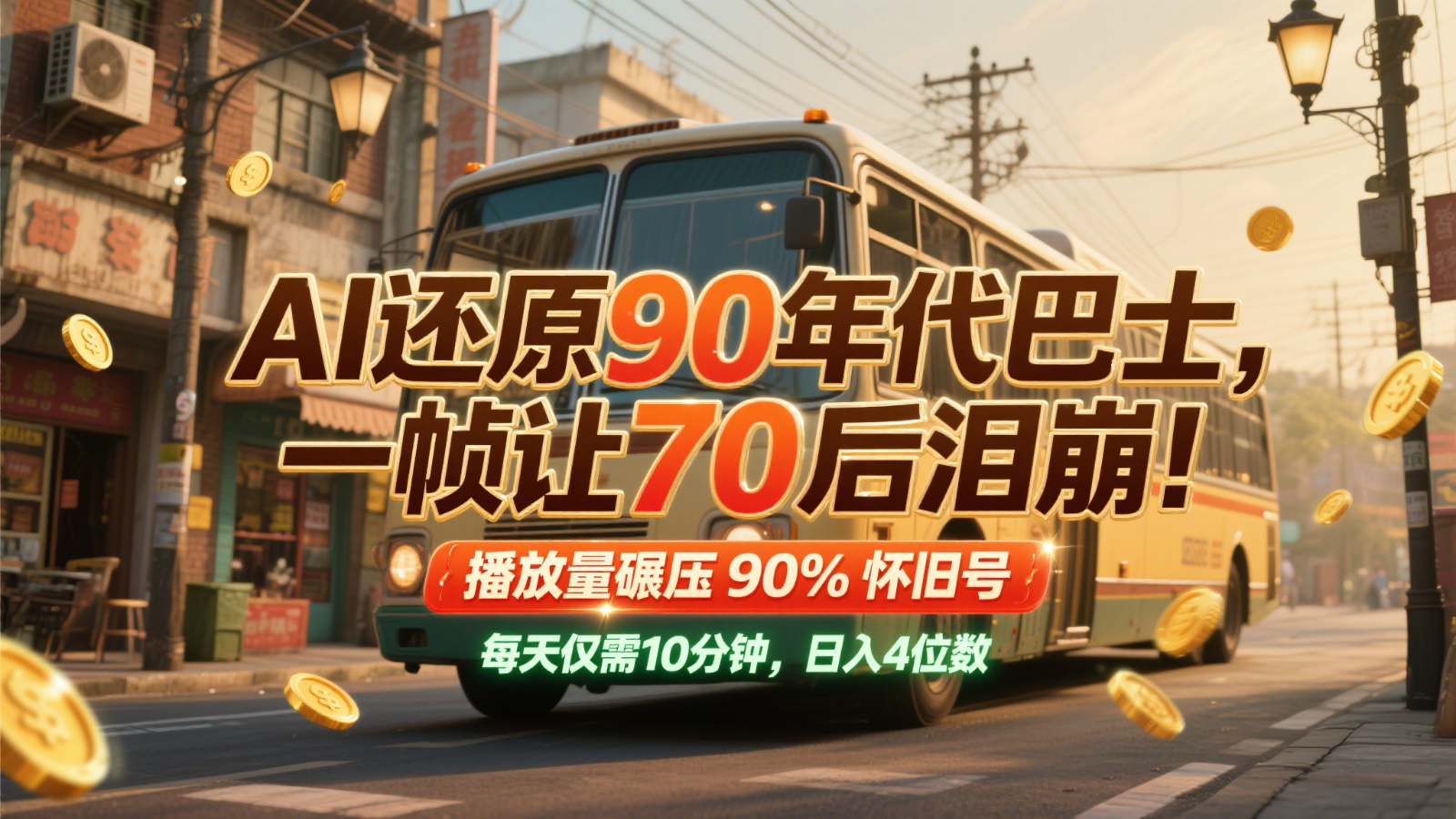 AI重现90年代巴士 70后泪目瞬间 每日10分钟 日入破千