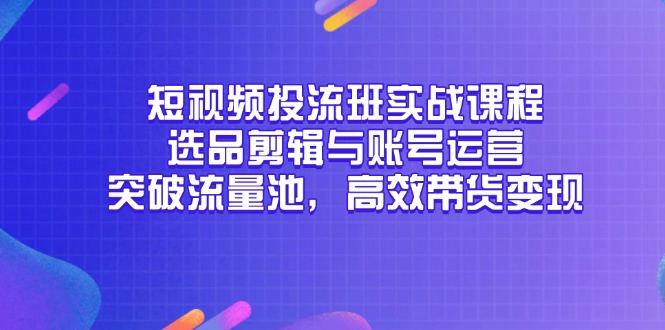 短视频投流班实战 选品剪辑 账号运营 突破流量 高效变现