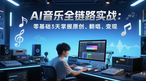 AI音乐全链路速成 3天解锁原创 翻唱与变现之道-九零创业网