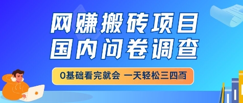 网创搬砖问卷调查 小白日入三四张 轻松赚钱攻略
