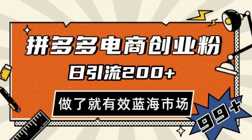拼多多电商创业 日吸200粉丝 矩阵放大秘籍-九零创业网