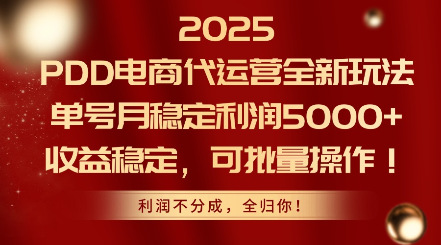 2025PDD代运营新策略 单号月入5000+ 批量盈利无忧-九零创业网
