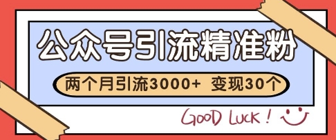 2月增粉3000+ 变现30万 公众号引流秘籍